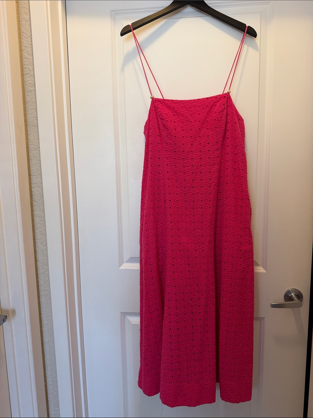 MELLODAY Fuchsia Eyelet Slip Dress with Spaghetti Straps